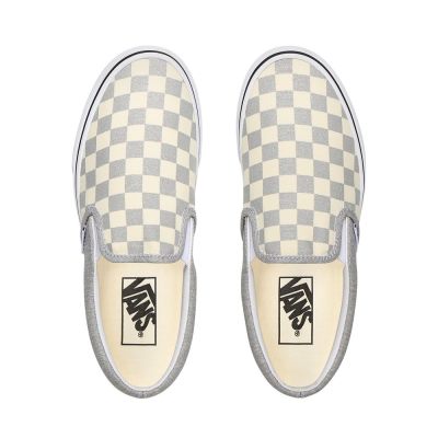 Vans Checkerboard Classic Slip-On - Kadın Slip-On Ayakkabı (Gümüş)